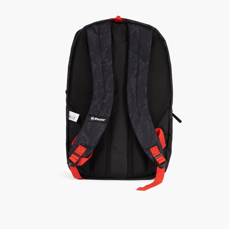 PAUSE Printed Backpack for Boys - Black and Red - Image 3